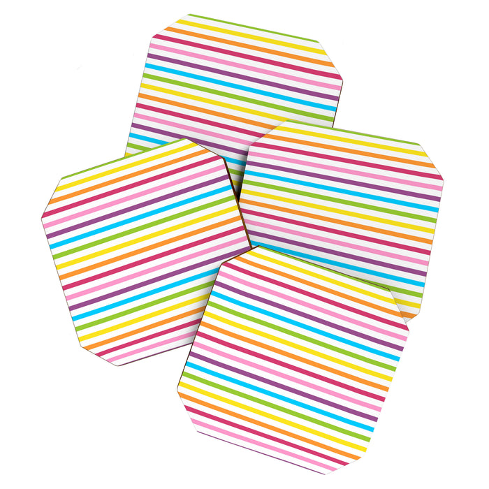Rainbow Stripe Pattern Colorful Rainbow Lines Coaster Gallery Image 1