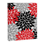 Red Black Gray Flower Pattern, Dahlia Flower Petals, Red Black Floral Pattern Canvas Print Gallery Image 8