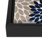 Tan Coral Navy Flower Burst Floral Pattern Framed Canvas Print Gallery Image 3