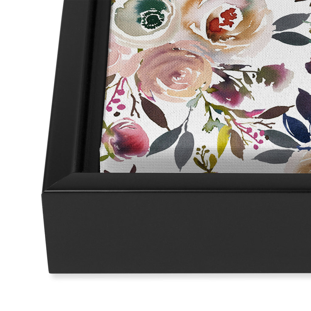Watercolor Floral Pattern Flowers Framed Canvas Print Gallery Image 3