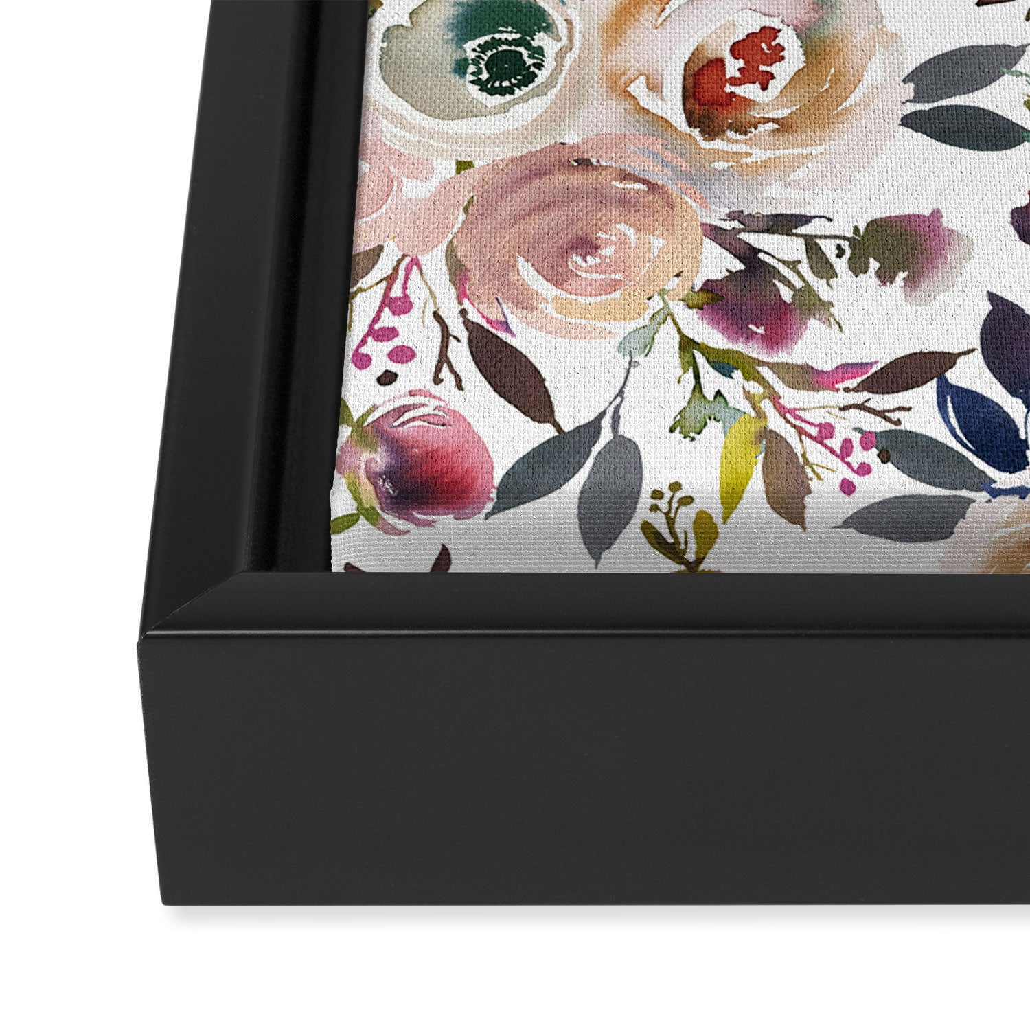 Watercolor Floral Pattern Flowers Framed Canvas Print Gallery Image 3