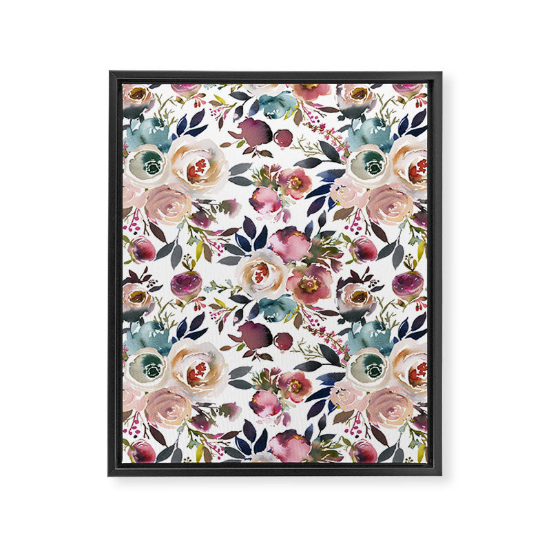 Watercolor Floral Pattern Flowers Framed Canvas Print Gallery Image 8
