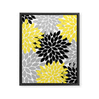 Yellow Black Gray Flower Burst Floral Pattern Framed Canvas Print Gallery Image 8