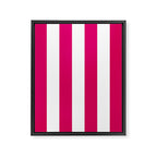 Bright Pink Peacock and White Wide Vertical Cabana Tent Stripe Framed Canvas Print Gallery Image 8