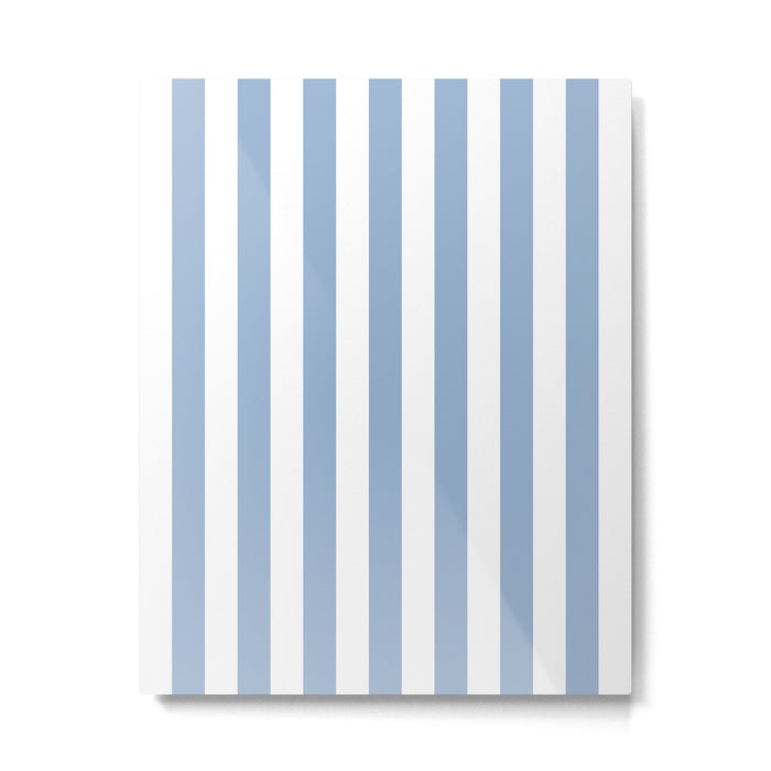 Cerulean Blue Vertical Beach Hut Stripes Metal Print Gallery Image 1