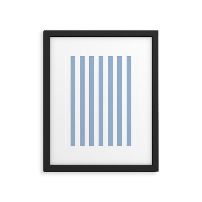 Cerulean Blue Vertical Beach Hut Stripes Framed Art Print Gallery Image 6
