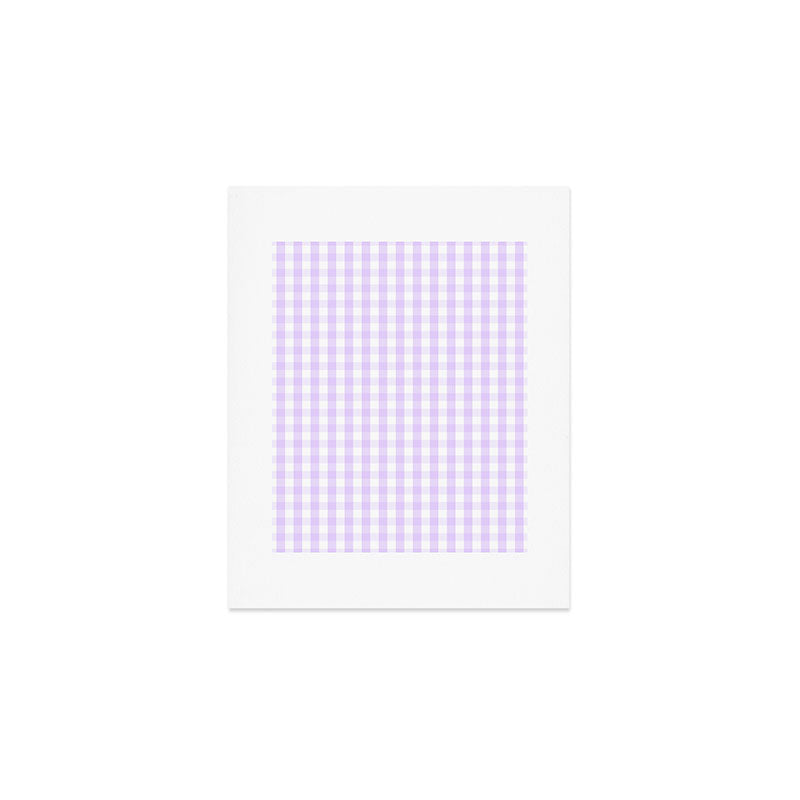Chalky Pale Lilac Pastel and White Gingham Check Plaid Art Print Gallery Image 1