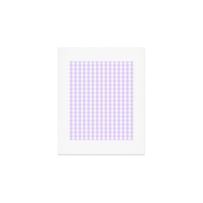 Chalky Pale Lilac Pastel and White Gingham Check Plaid Art Print Gallery Image 1