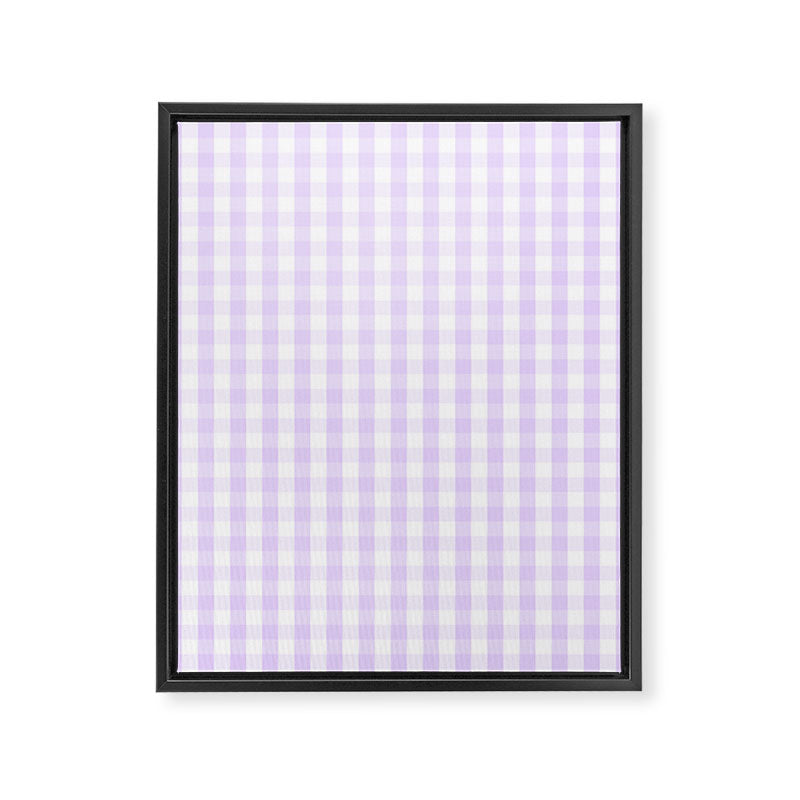 Chalky Pale Lilac Pastel and White Gingham Check Plaid Framed Canvas Print Gallery Image 8