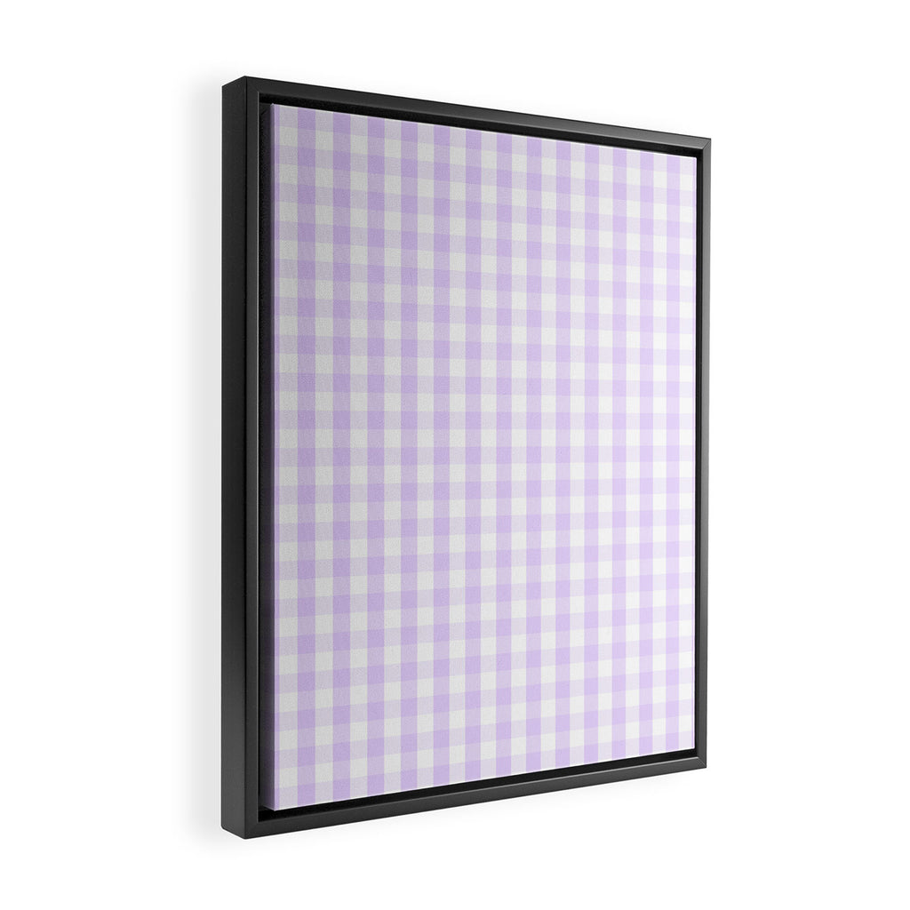 Chalky Pale Lilac Pastel and White Gingham Check Plaid Framed Canvas Print Gallery Image 2