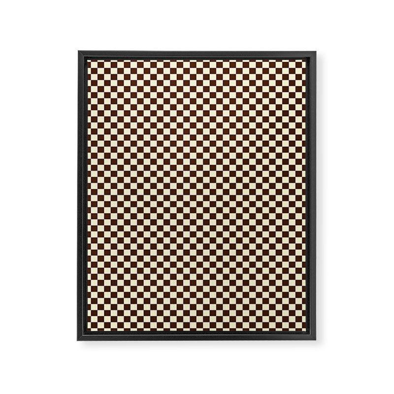 Chocolate Brown and Cream Checkerboard Squares Framed Canvas Print Gallery Image 8