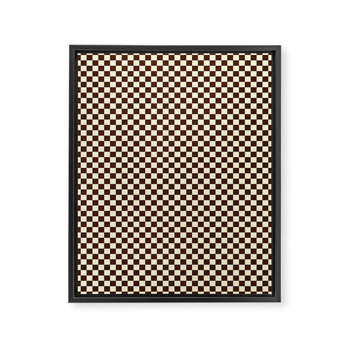 Chocolate Brown and Cream Checkerboard Squares Framed Canvas Print Gallery Image 1