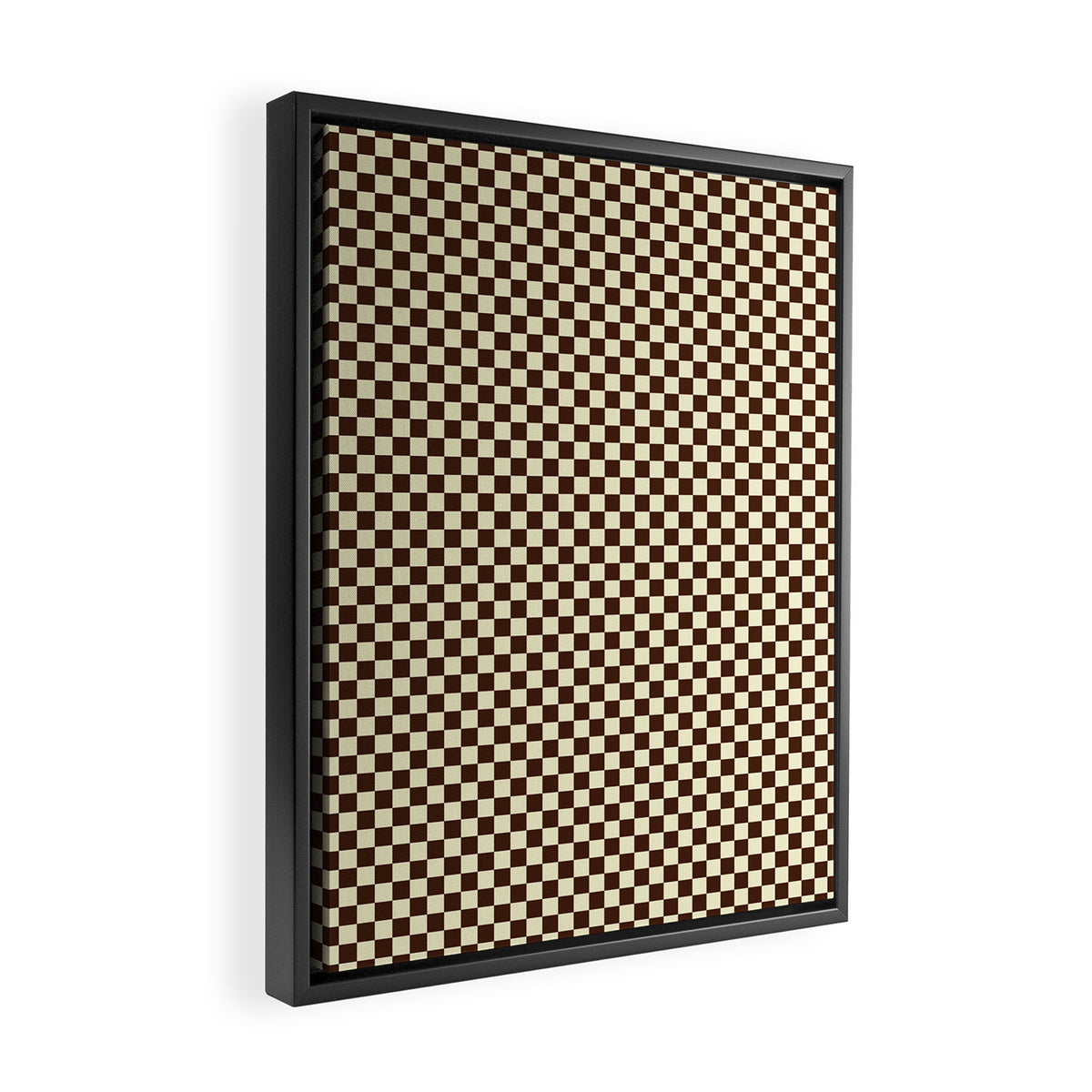 Chocolate Brown and Cream Checkerboard Squares Framed Canvas Print Gallery Image 2