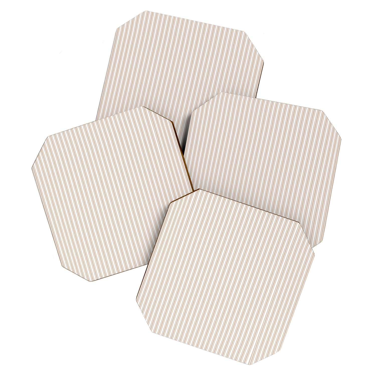 Classic Small Beige Burlap French Mattress Ticking Double Stripes Coaster Gallery Image 1