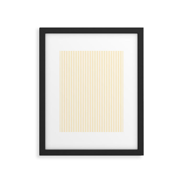 Classic Small Buttercup Yellow Pastel Butter French Mattress Ticking Double Stripes Framed Art Print Gallery Image 1