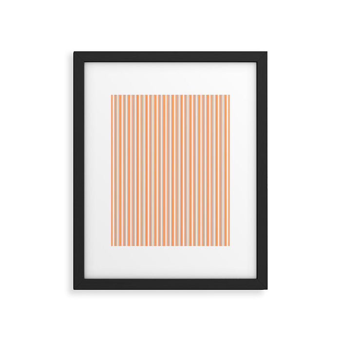Classic Small Orange Soda French Mattress Ticking Double Stripes Framed Art Print Gallery Image 1