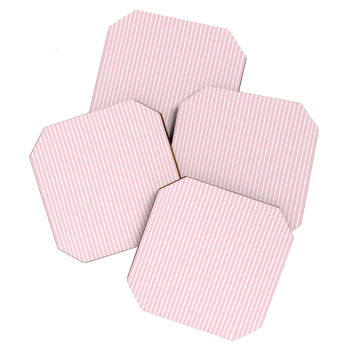 Classic Small Pink Petal French Mattress Ticking Double Stripes Coaster Gallery Image 1