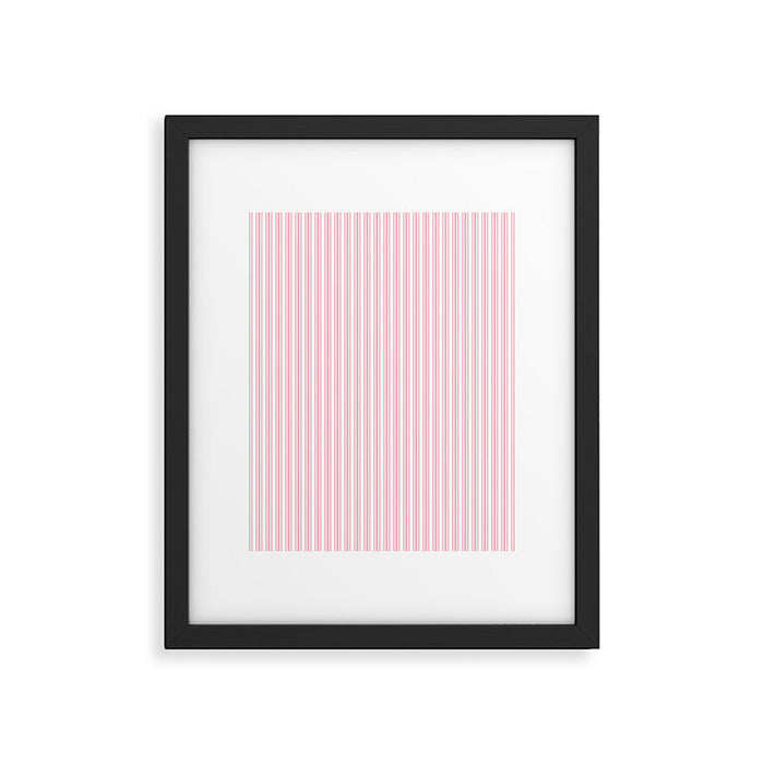 Classic Small Pink Petal French Mattress Ticking Double Stripes Framed Art Print Gallery Image 1