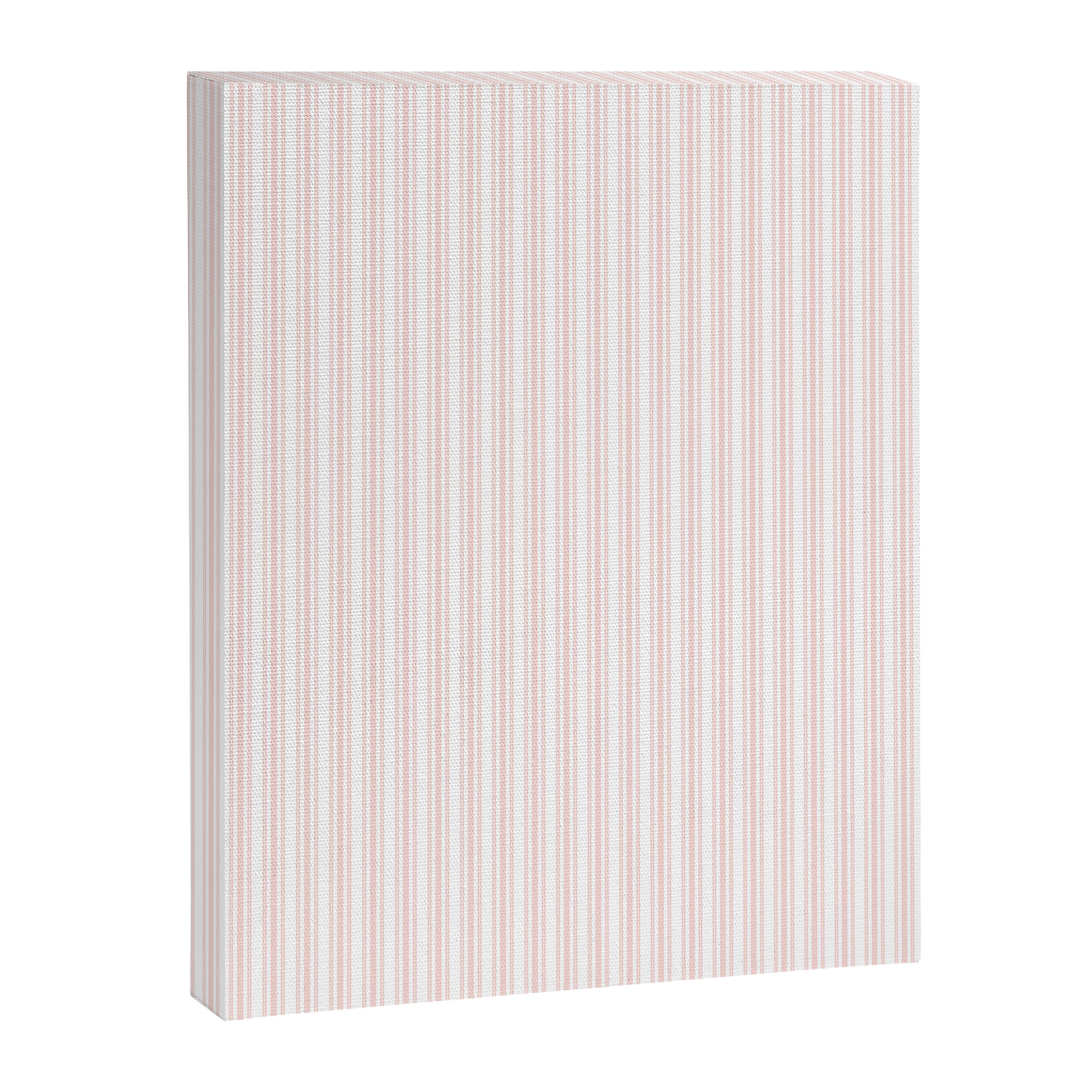 Classic Small Pink Rosebud Pastel Pink French Mattress Ticking Double Stripes Canvas Print Gallery Image 8