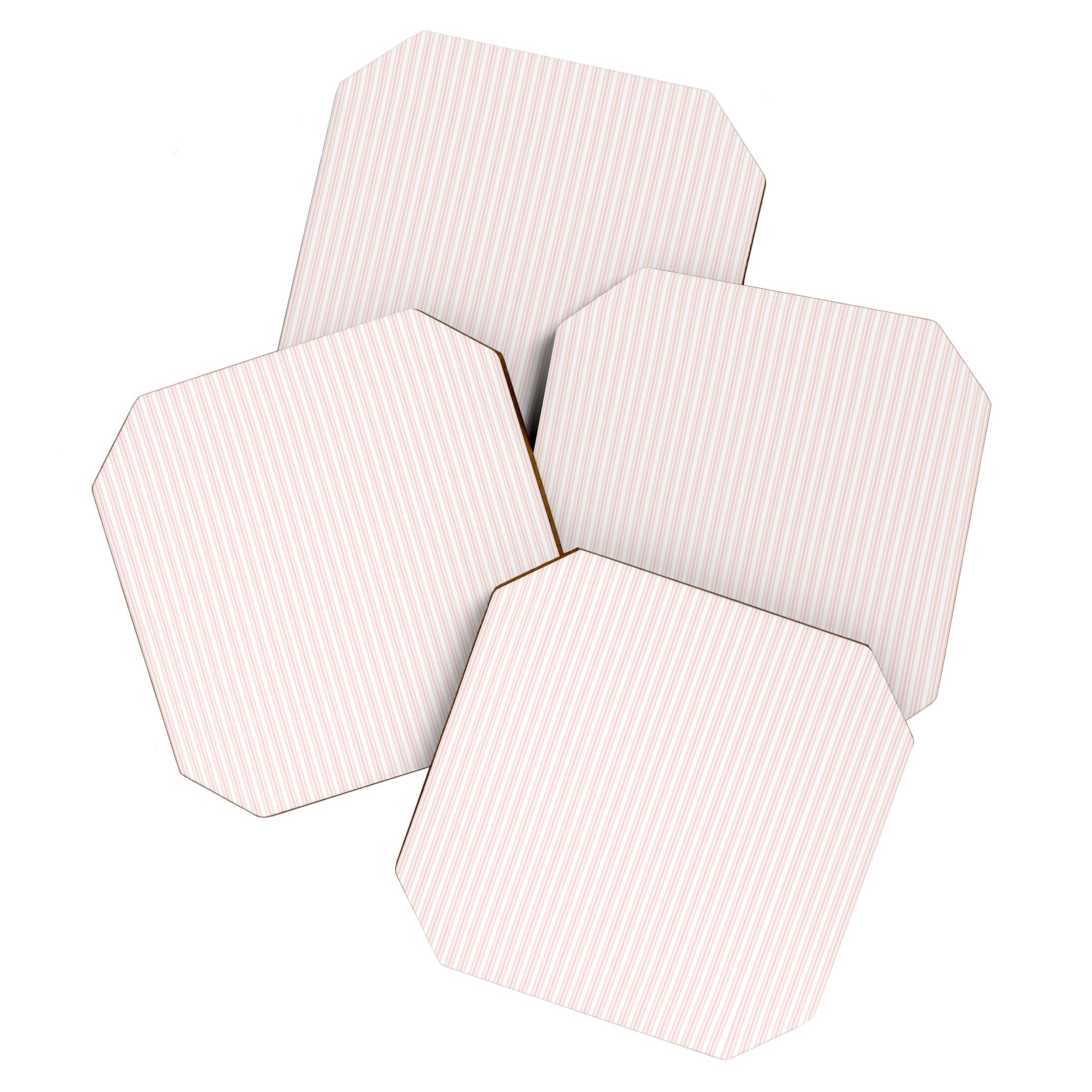 Classic Small Pink Rosebud Pastel Pink French Mattress Ticking Double Stripes Coaster Gallery Image 1