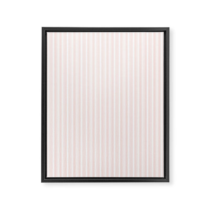 Classic Small Pink Rosebud Pastel Pink French Mattress Ticking Double Stripes Framed Canvas Print Gallery Image 1