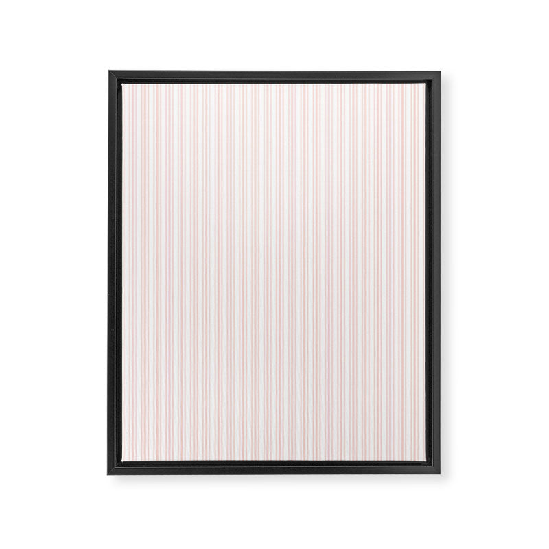 Classic Small Pink Rosebud Pastel Pink French Mattress Ticking Double Stripes Framed Canvas Print Gallery Image 8