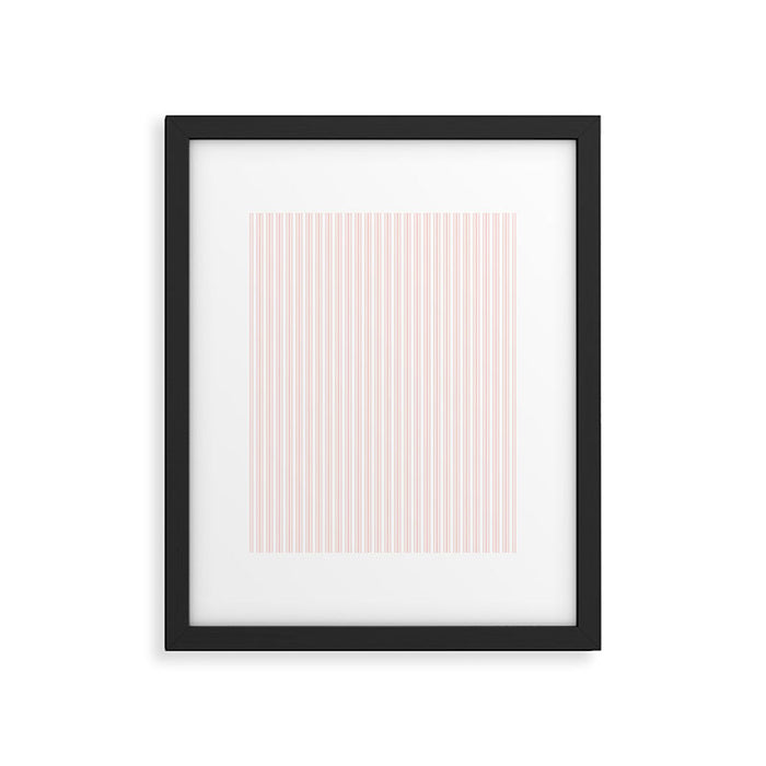 Classic Small Pink Rosebud Pastel Pink French Mattress Ticking Double Stripes Framed Art Print Gallery Image 1