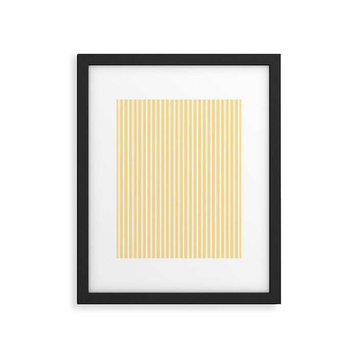 Classic Small Yellow Butter French Mattress Ticking Double Stripes Framed Art Print Gallery Image 1