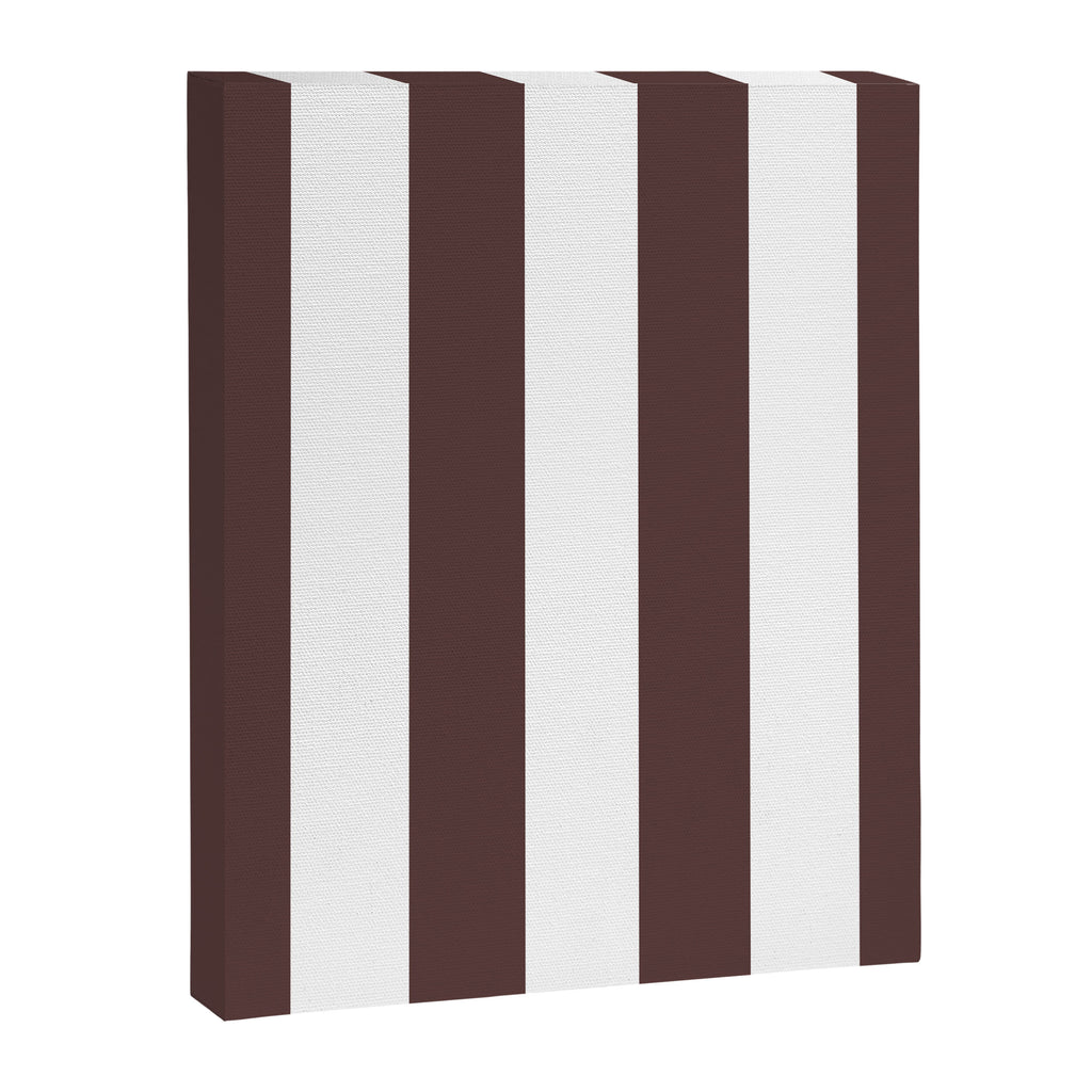 Dark Brown Granite and White Wide Vertical Cabana Tent Stripe Canvas Print Gallery Image 8
