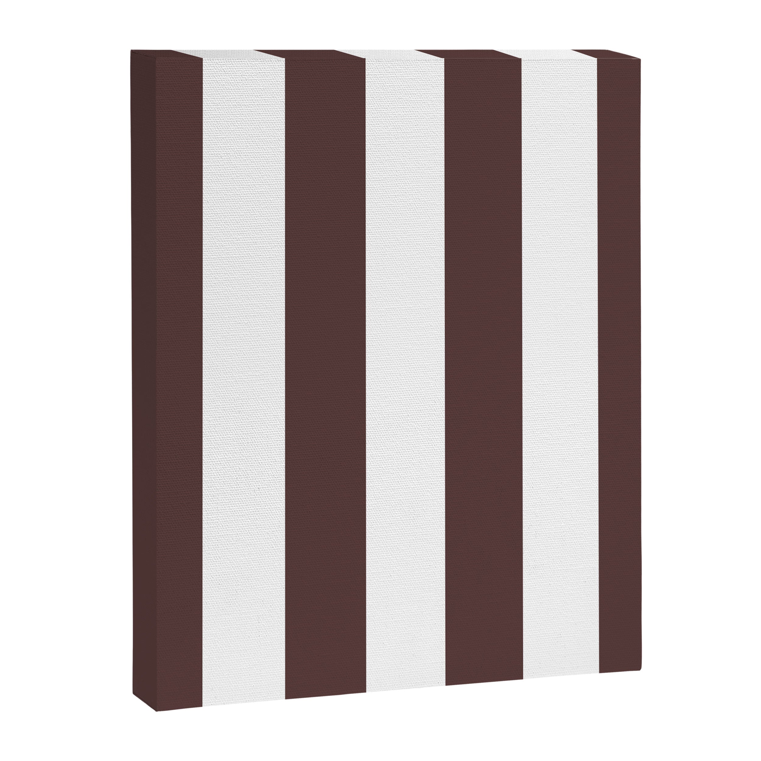 Dark Brown Granite and White Wide Vertical Cabana Tent Stripe Canvas Print Gallery Image 8