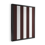 Dark Brown Granite and White Wide Vertical Cabana Tent Stripe Framed Canvas Print Gallery Image 2