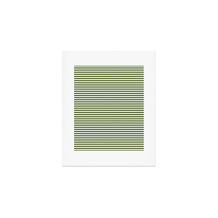 Dark Olive Green and White Horizontal Stripe Pattern for Elegant Interior Accents Art Print Gallery Image 1
