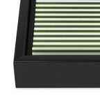 Dark Olive Green and White Horizontal Stripe Pattern for Elegant Interior Accents Framed Canvas Print Gallery Image 3