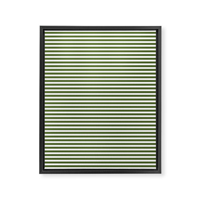 Dark Olive Green and White Horizontal Stripe Pattern for Elegant Interior Accents Framed Canvas Print Gallery Image 8
