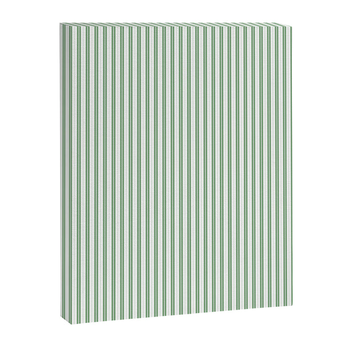 Fern Green and White Micro Vertical Vintage English Country Cottage Ticking Stripe Canvas Print Gallery Image 1