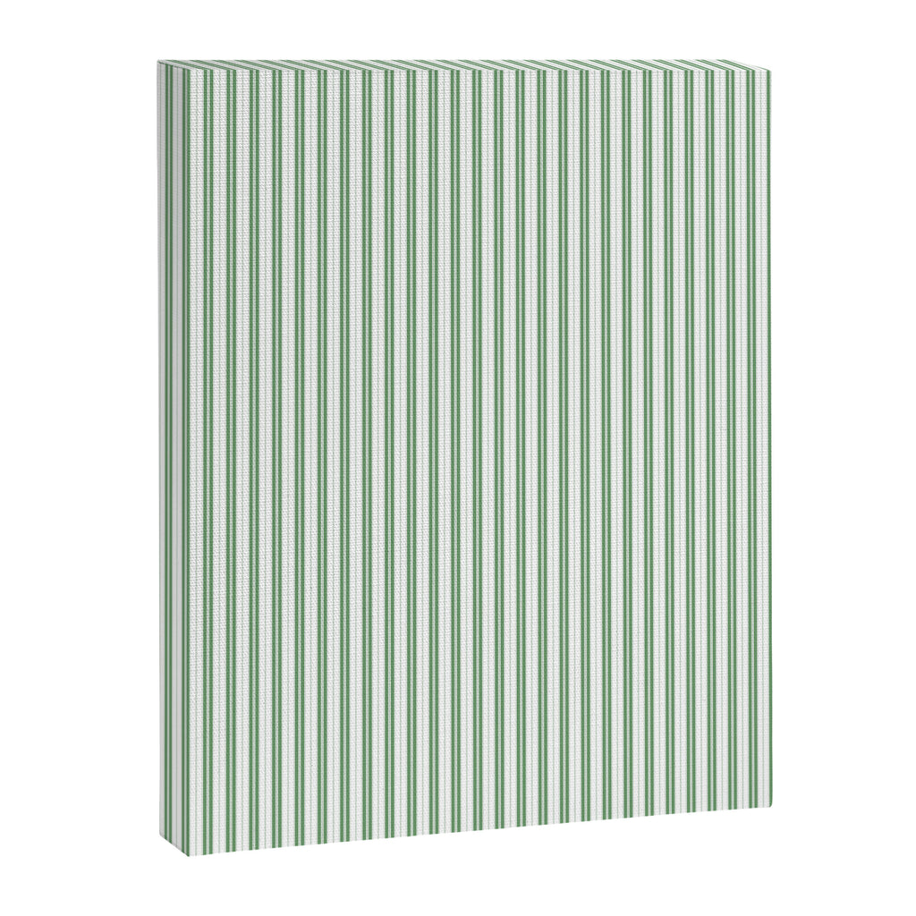 Fern Green and White Micro Vertical Vintage English Country Cottage Ticking Stripe Canvas Print Gallery Image 8