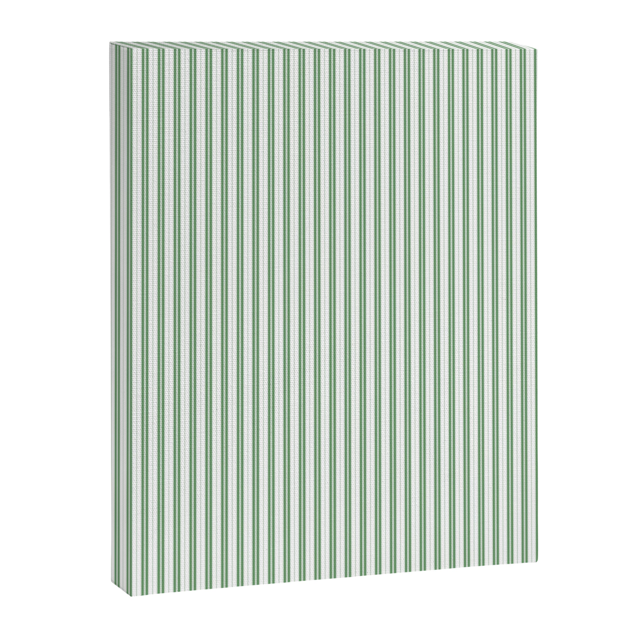 Fern Green and White Micro Vertical Vintage English Country Cottage Ticking Stripe Canvas Print Gallery Image 8
