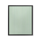 Fern Green and White Micro Vertical Vintage English Country Cottage Ticking Stripe Framed Canvas Print Gallery Image 8