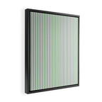Fern Green and White Micro Vertical Vintage English Country Cottage Ticking Stripe Framed Canvas Print Gallery Image 2