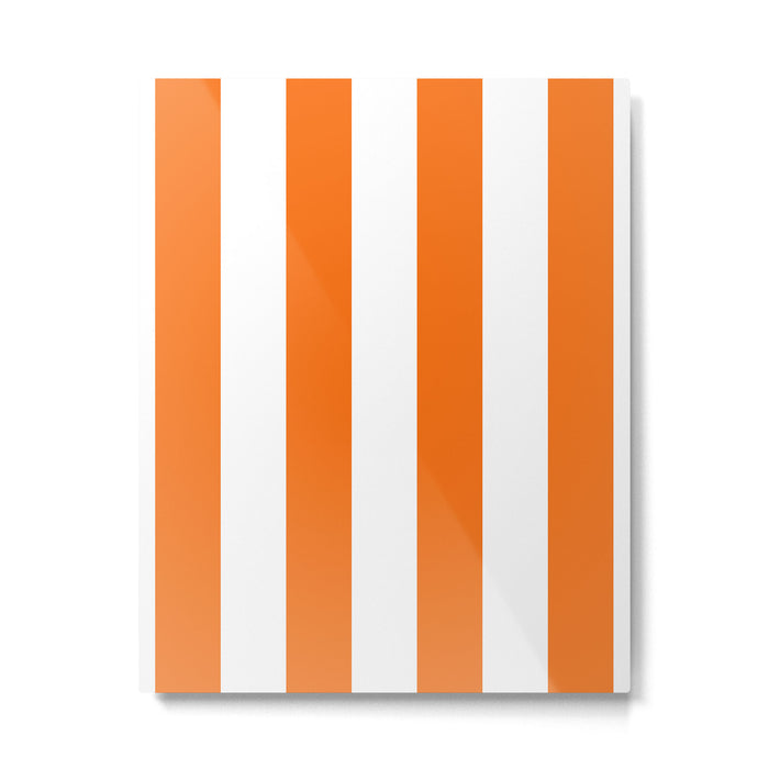 Harvest Pumpkin Orange and White Cabana Tent Stripe Metal Print Gallery Image 1