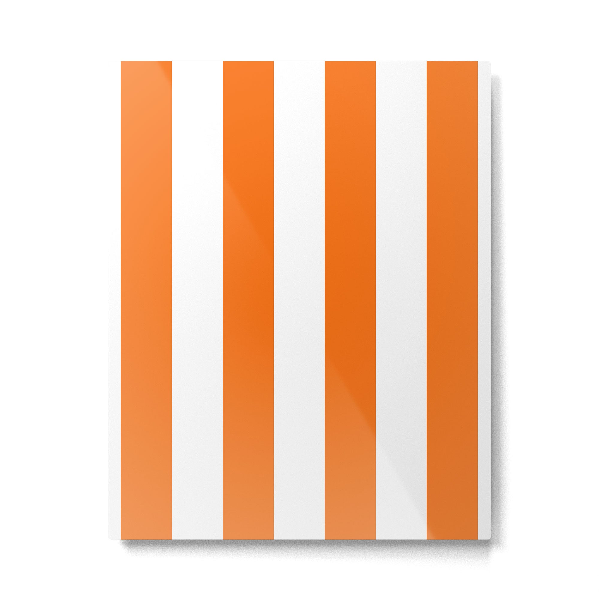 Harvest Pumpkin Orange and White Cabana Tent Stripe Metal Print Gallery Image 6