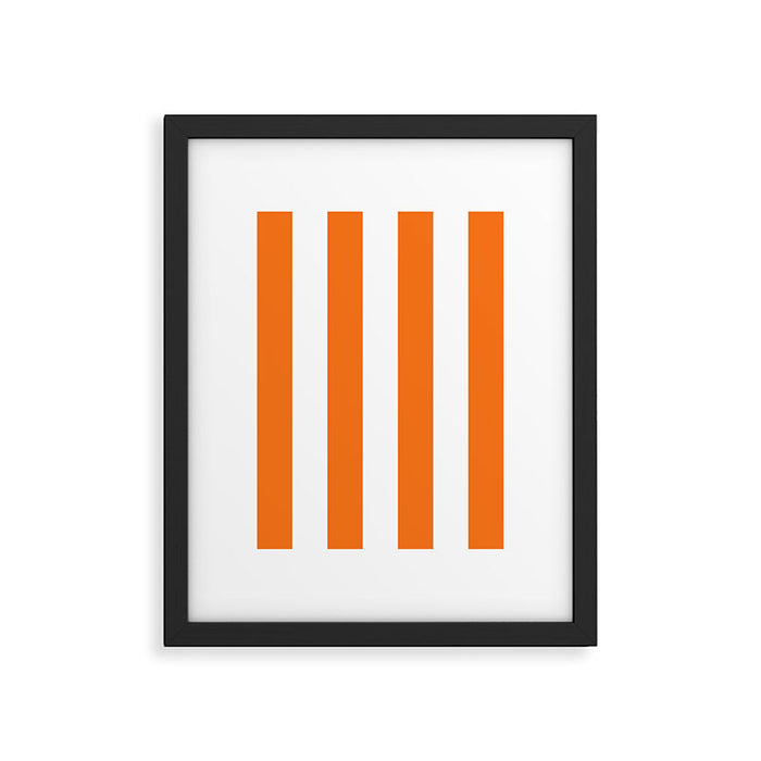 Harvest Pumpkin Orange and White Cabana Tent Stripe Framed Art Print Gallery Image 1