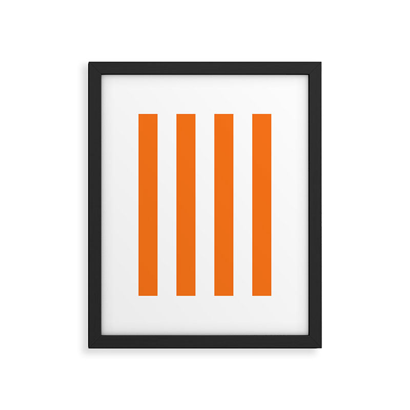 Harvest Pumpkin Orange and White Cabana Tent Stripe Framed Art Print Gallery Image 6