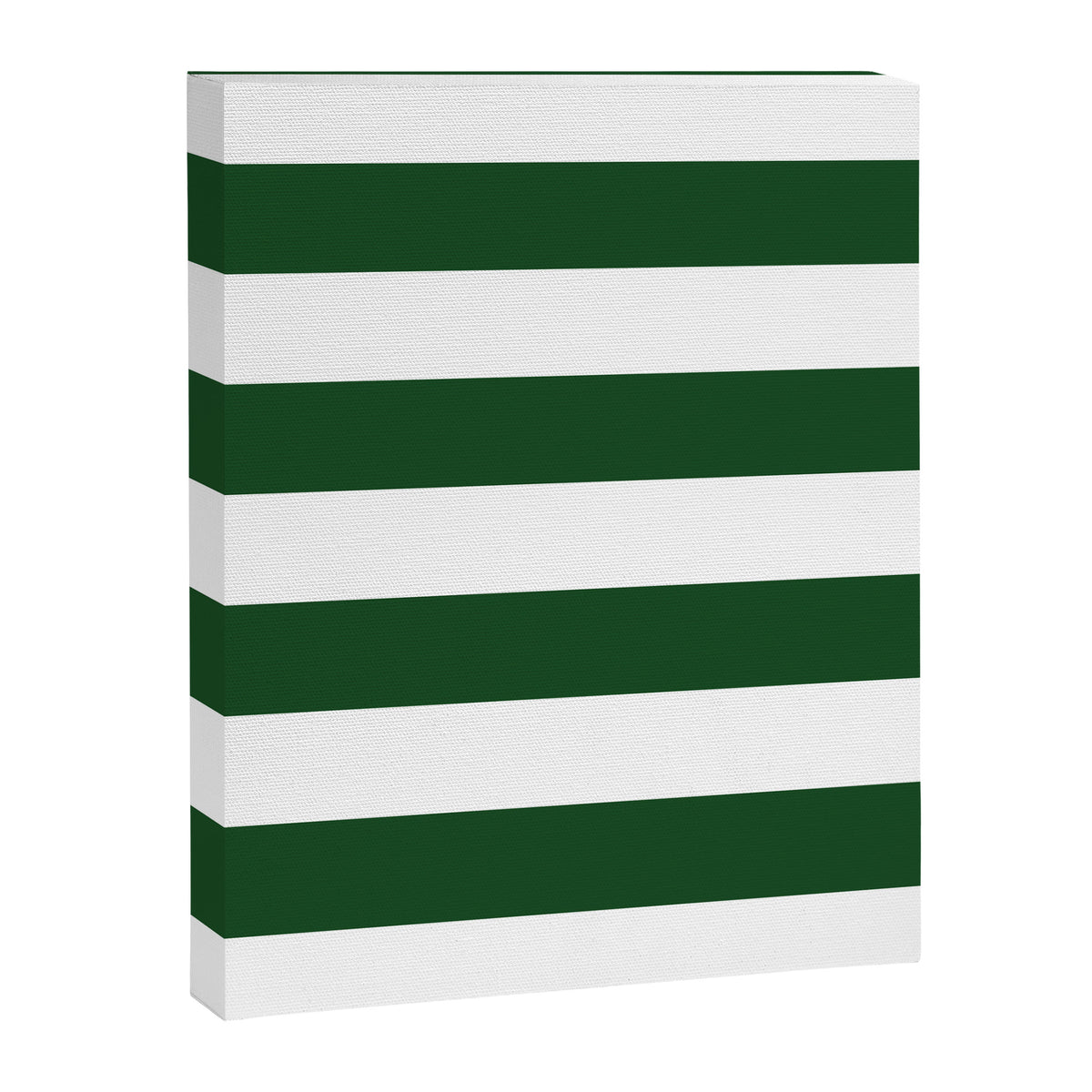Jumbo Forest Green and White Rustic Horizontal Cabana Stripes Canvas Print Gallery Image 8