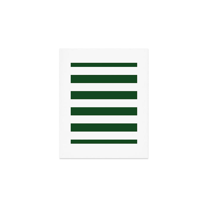 Jumbo Forest Green and White Rustic Horizontal Cabana Stripes Art Print Gallery Image 1