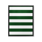 Jumbo Forest Green and White Rustic Horizontal Cabana Stripes Framed Canvas Print Gallery Image 8