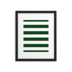 Jumbo Forest Green and White Rustic Horizontal Cabana Stripes Framed Art Print Gallery Image 6