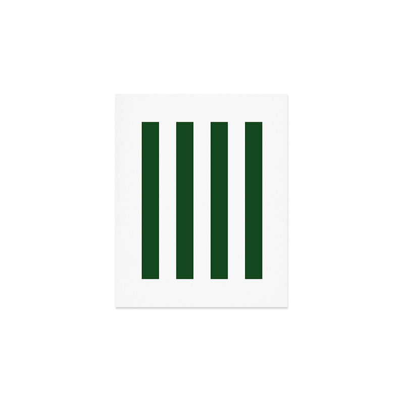 Jumbo Forest Green and White Rustic Vertical Cabana Stripes Art Print Gallery Image 1