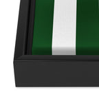 Jumbo Forest Green and White Rustic Vertical Cabana Stripes Framed Canvas Print Gallery Image 3