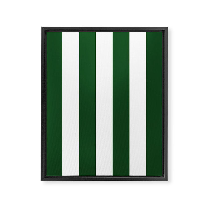 Jumbo Forest Green and White Rustic Vertical Cabana Stripes Framed Canvas Print Gallery Image 8